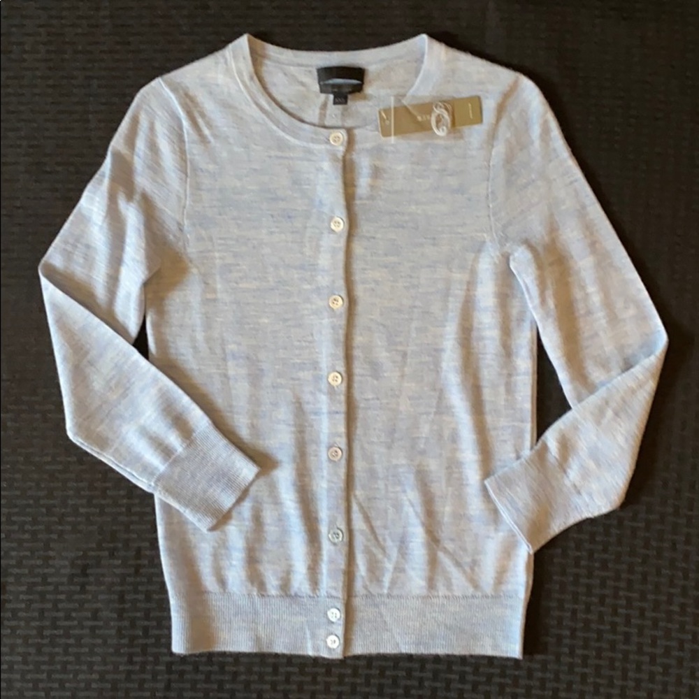 J Crew Cashmere Cardigan XXS Heather Blue NEW $225